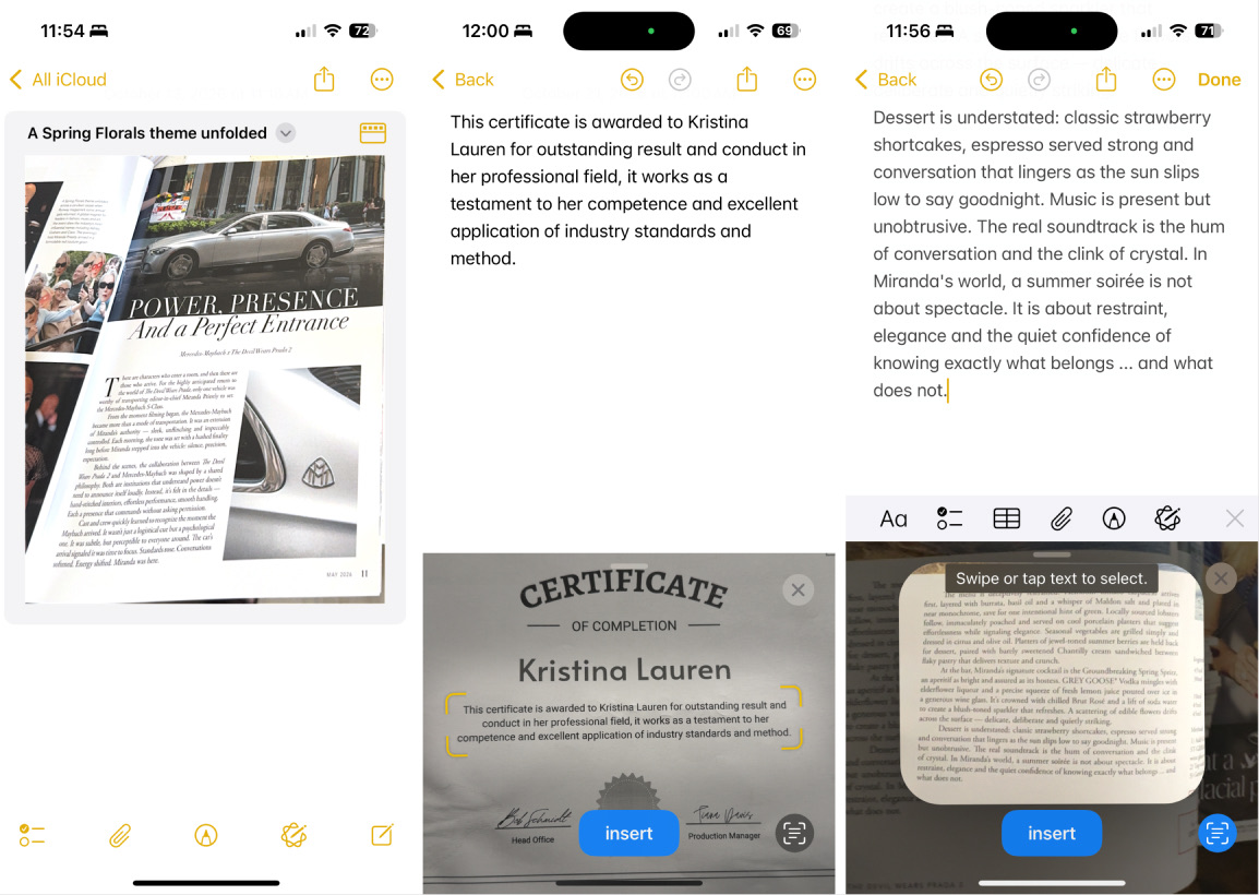 Apple Notes, our pick for the best mobile scanning app for iPhone users