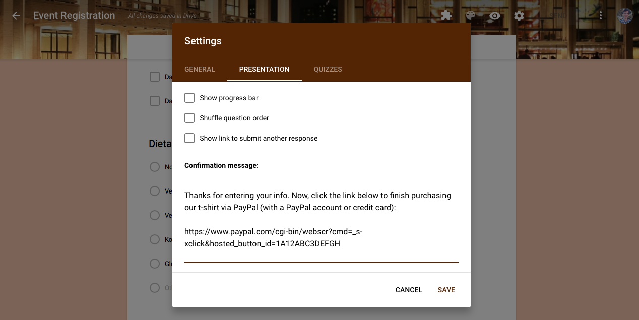 Google Forms Payment