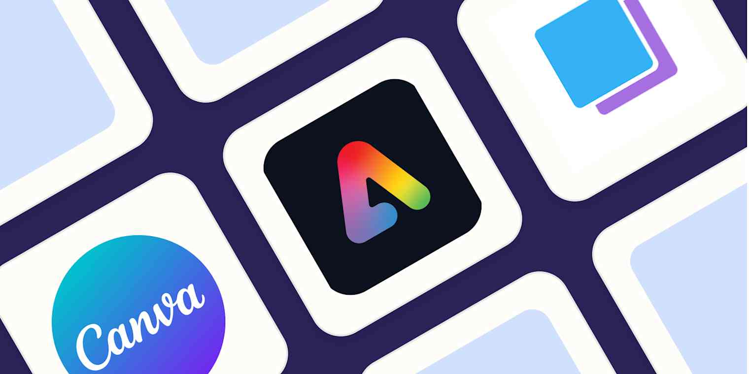 A hero image with the logos of the best social media design tools