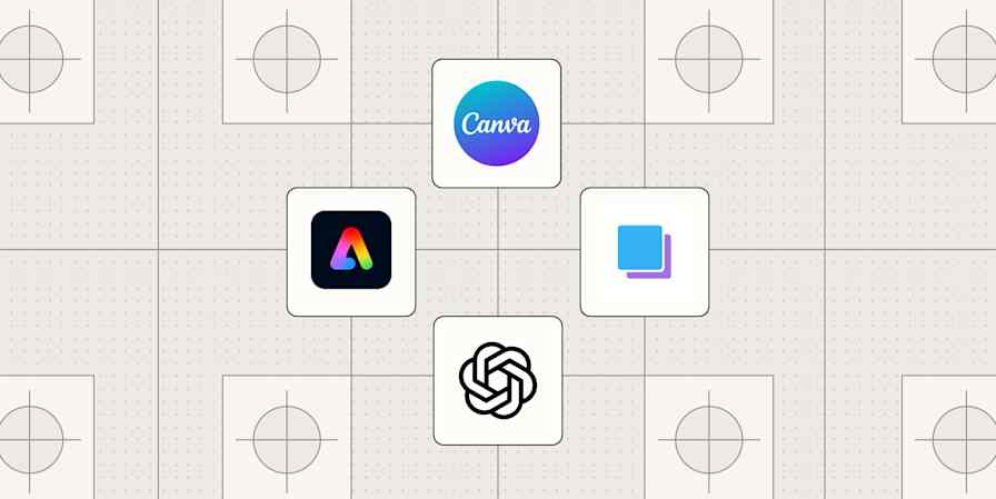 A hero image with the logos of the best social media design tools