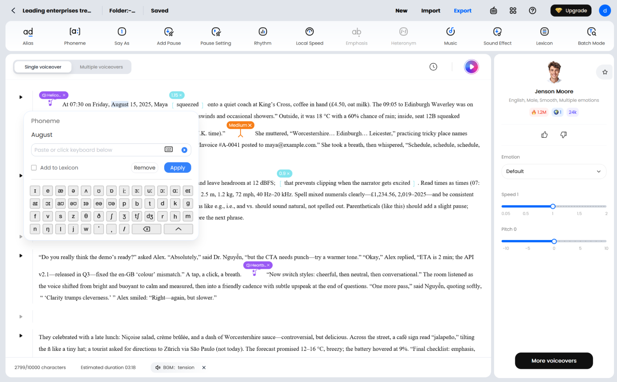 DupDub, our pick for the best AI voice generator for multilingual phoneme-level control