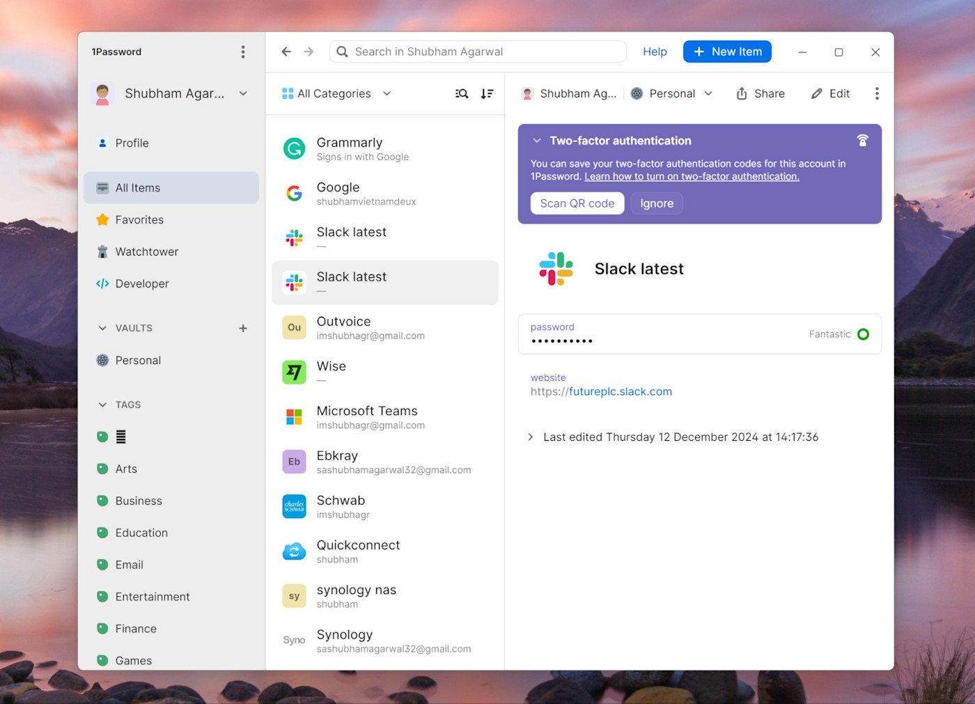 The 1Password desktop app