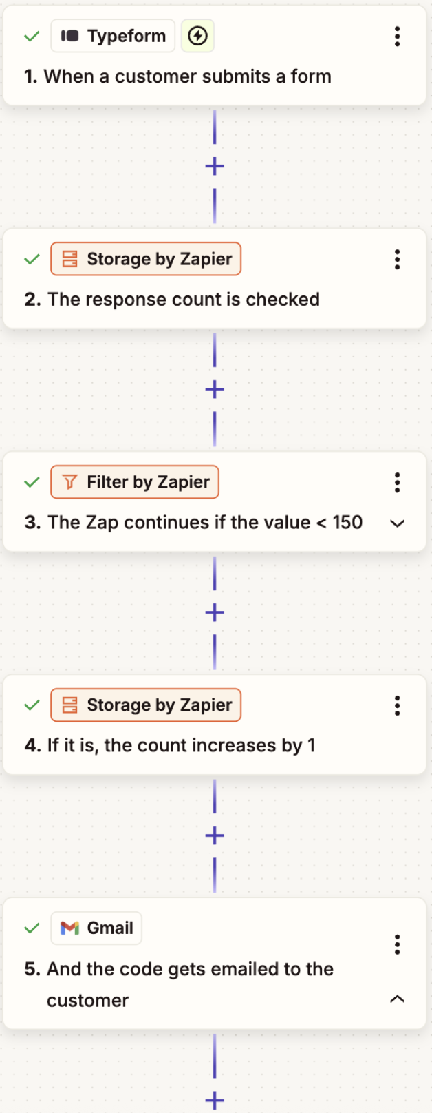 A Zap that uses Storage by Zapier steps