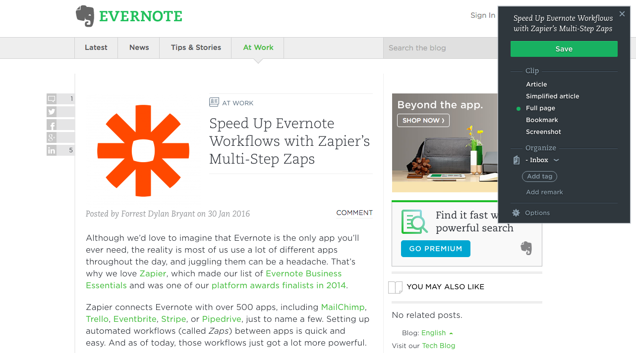 Evernote Web Clipper: Full Page