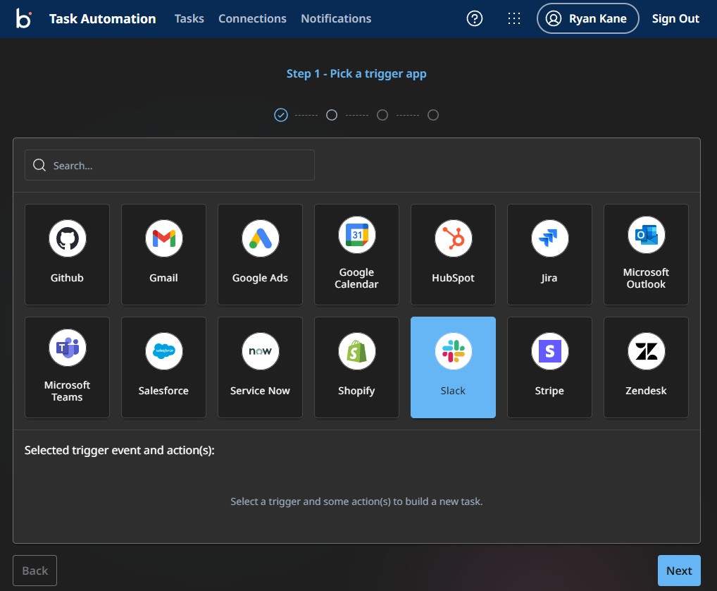 Boomi Task Automation interface