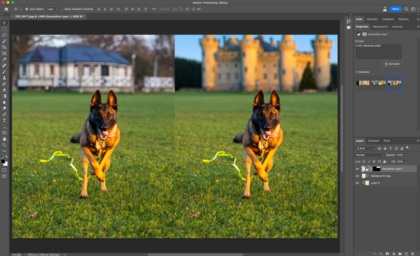 Adobe Firefly, our pick for the best AI image generator for integrating AI-generated images into photos
