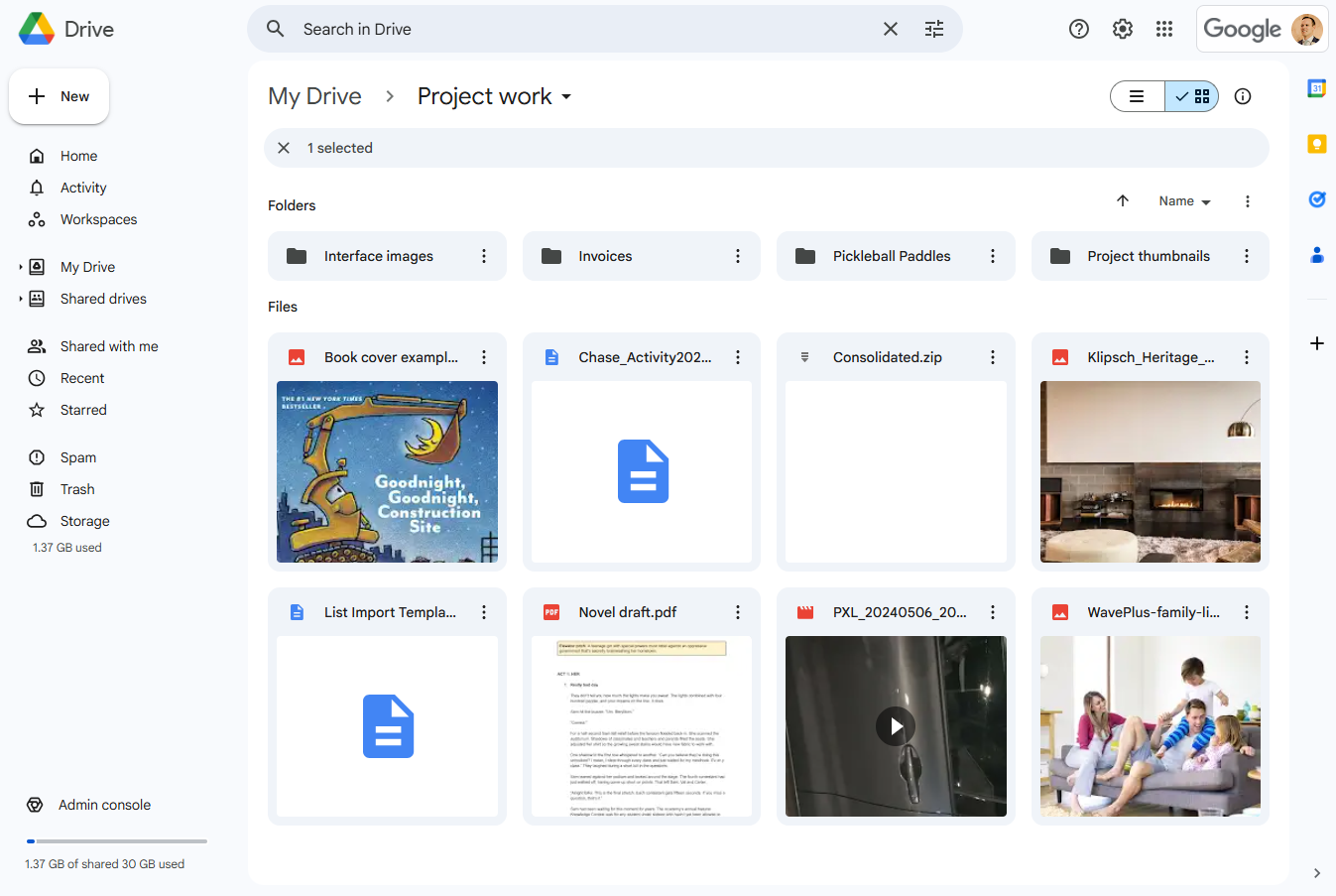 The Google Drive interface