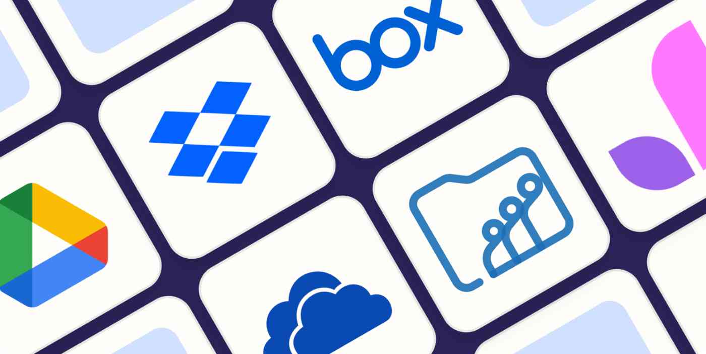Hero image with the logos of the best cloud storage apps