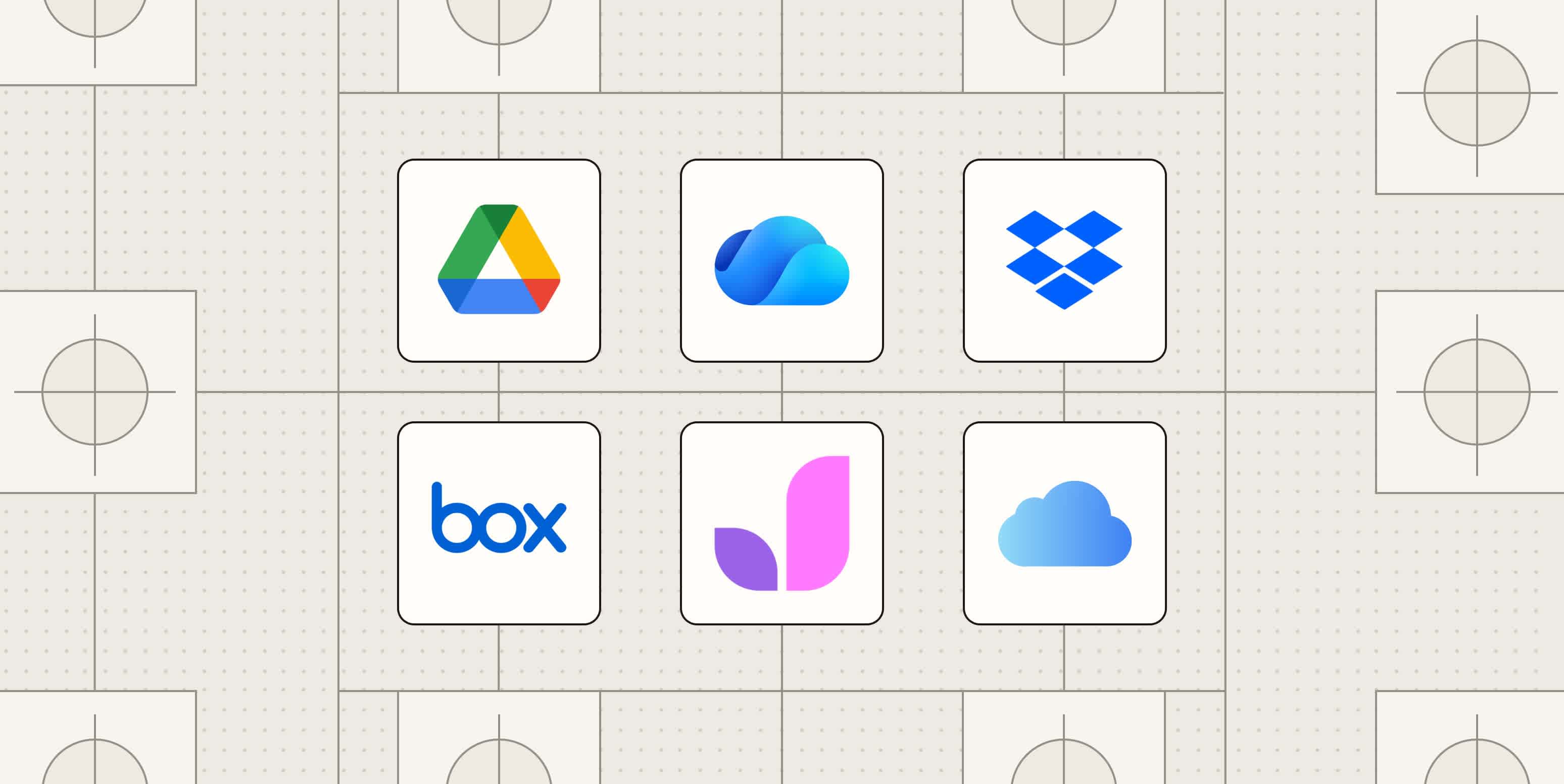 Hero image with the logos of the best cloud storage apps