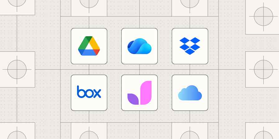 Hero image with the logos of the best cloud storage apps