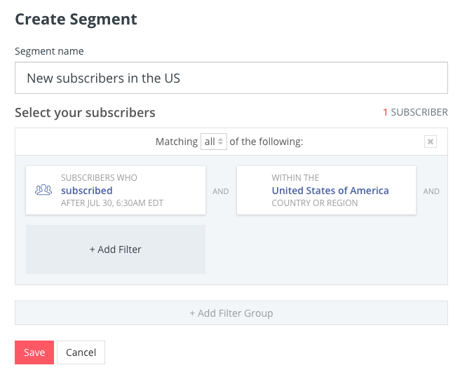 Segmentation in ConvertKit.