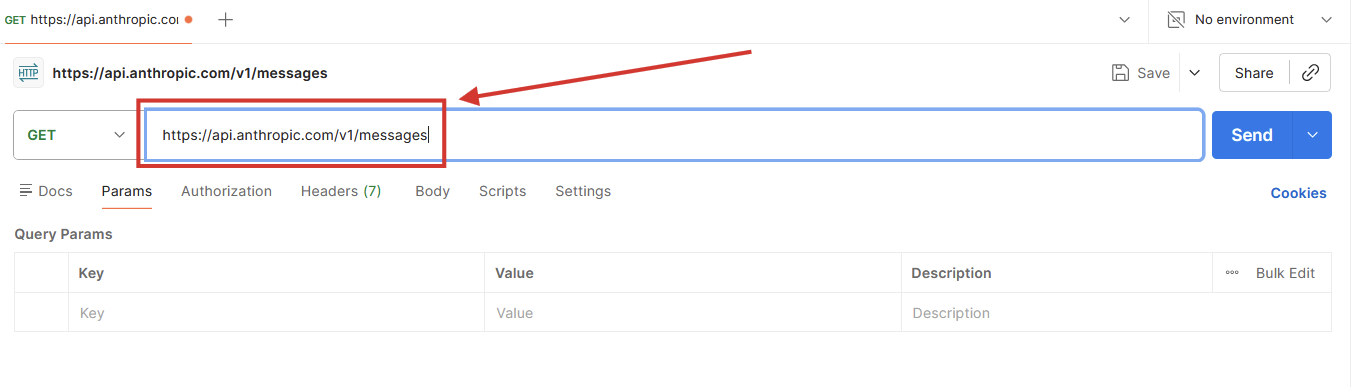 Pasting the URL in Postman