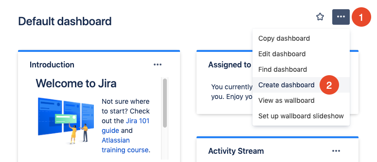 create new Jira dashboard