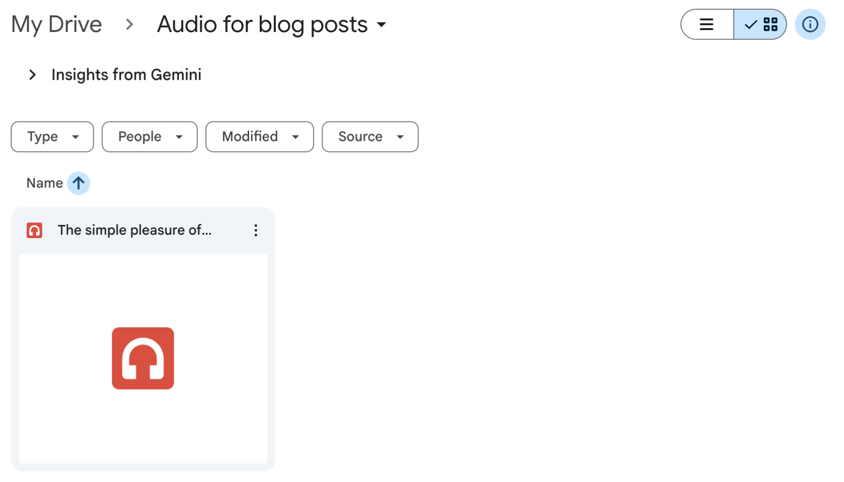 An audio file in Google Drive