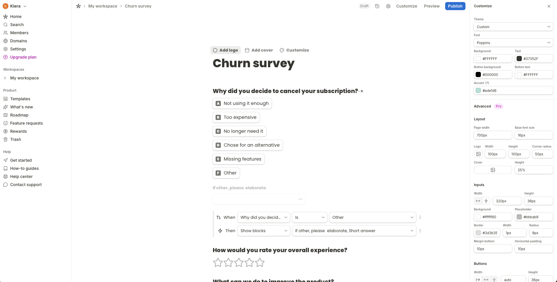 Tally, our pick for the best free form builder for for versatile pop-up forms
