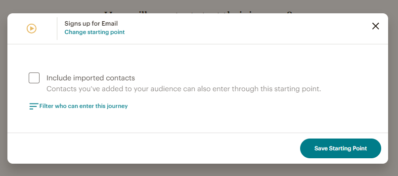 Selecting a trigger for an automated email campaign in Mailchimp