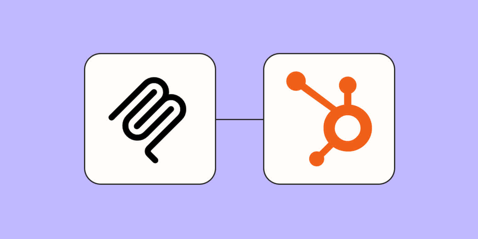 The Zapier MCP logo connected to the HubSpot logo against a lavender background