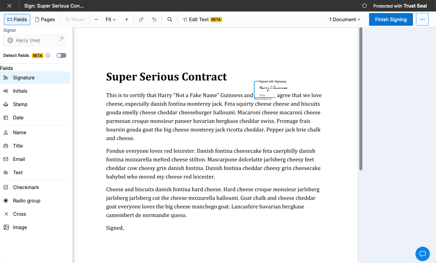 Signeasy, a DocuSign alternative