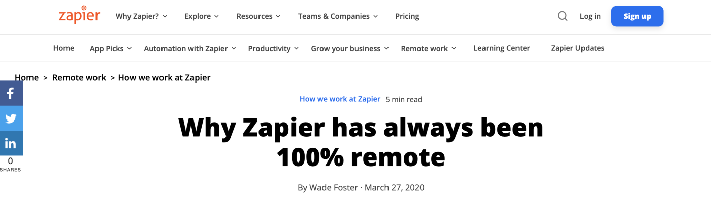 A screenshot of the title of an article from the Zapier blog