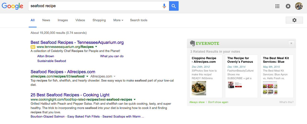Evernote web search