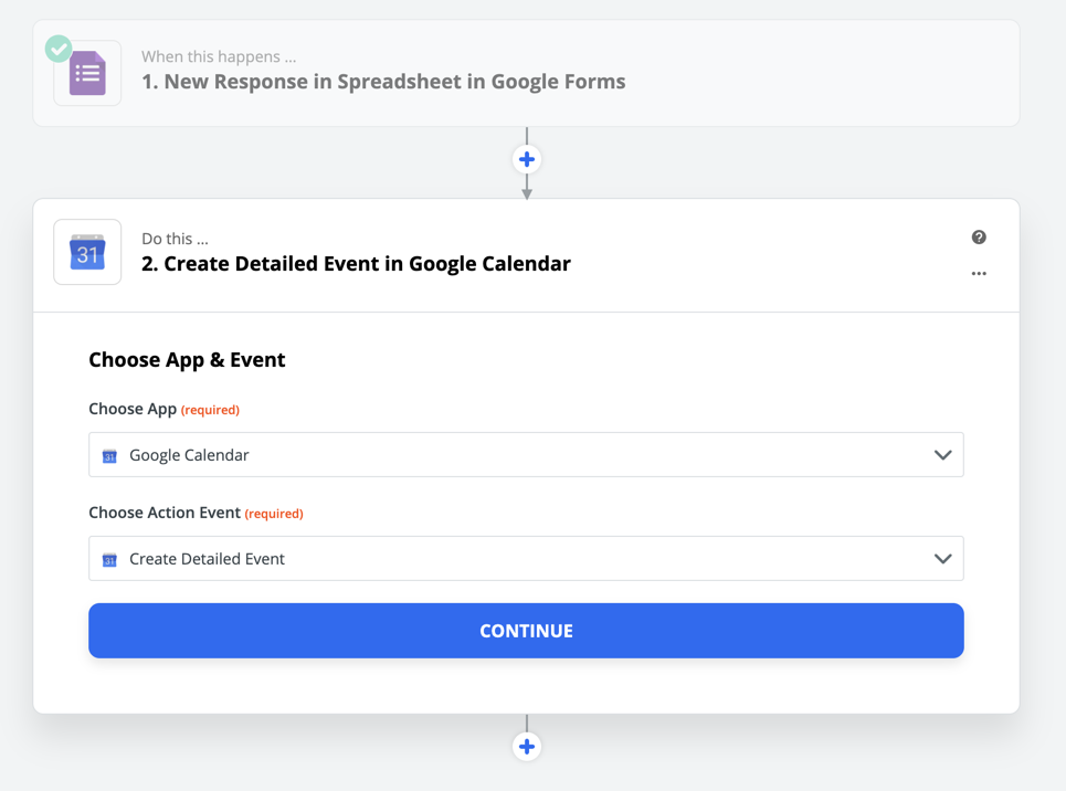 Create a detailed calendar event in Google Calendar using Zapier