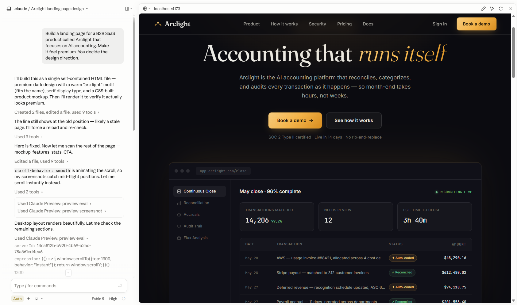A landing page built by Claude Fable 5