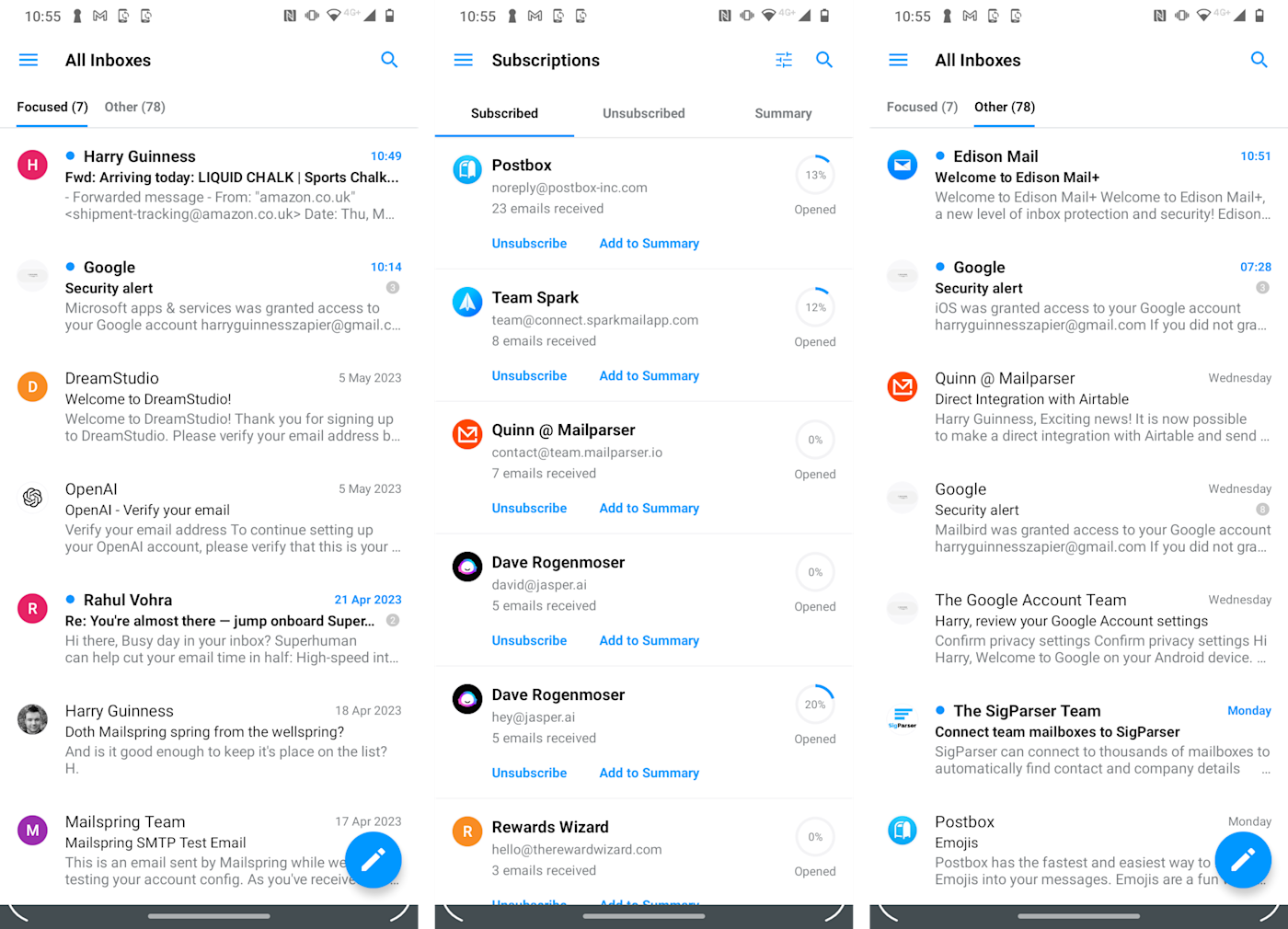 Edison Mail, nossa escolha para a melhor alternativa do Gmail para Android