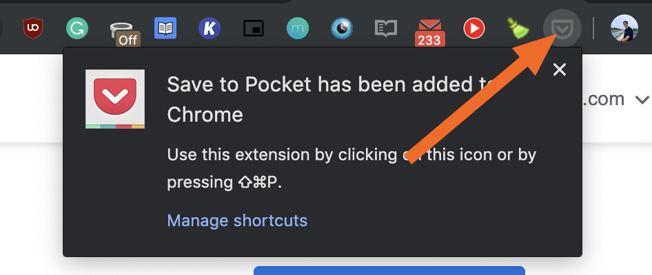 Click the extension button