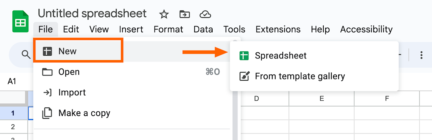 How to create a spreadsheet in Google Sheets from an existing sheet.