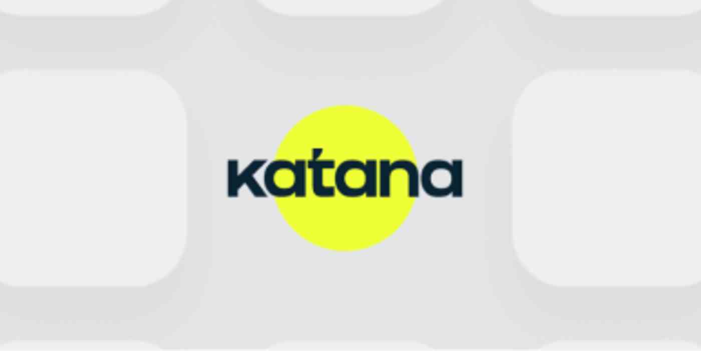 Katana app logo on a gray background.