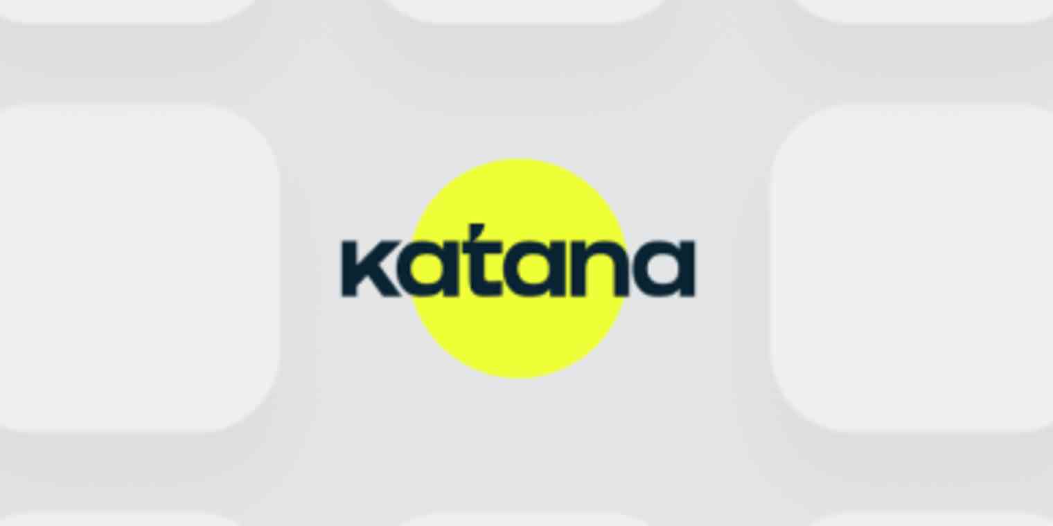 Katana app logo on a gray background.