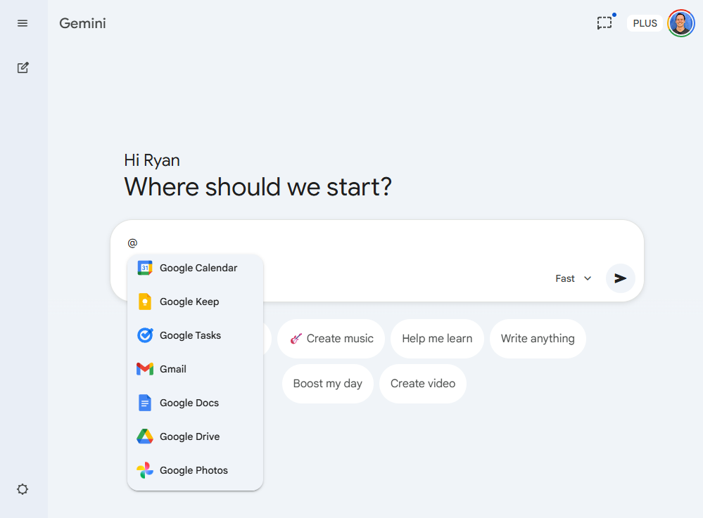 Gemini conversation. 