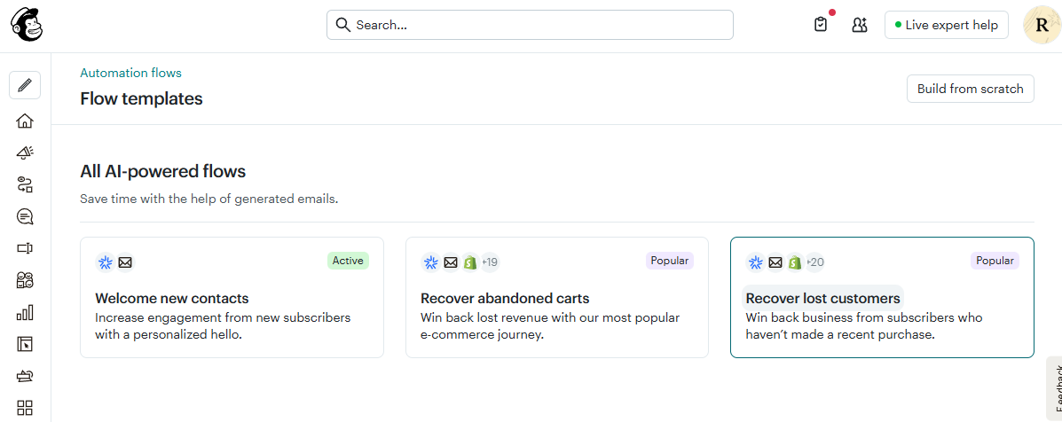 Flow templates in Mailchimp
