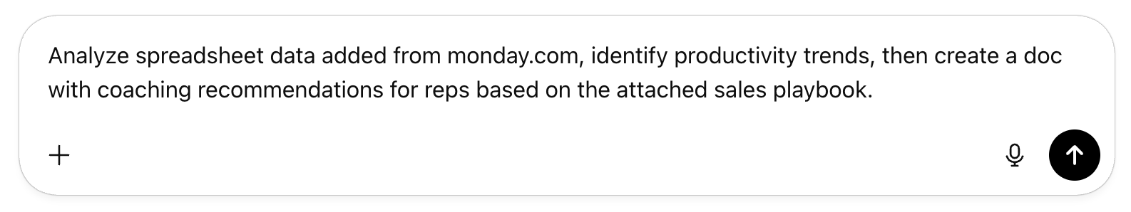 A prompt inside ChatGPT equipped with Zapier MCP to analyze spreadsheet data added from monday.com