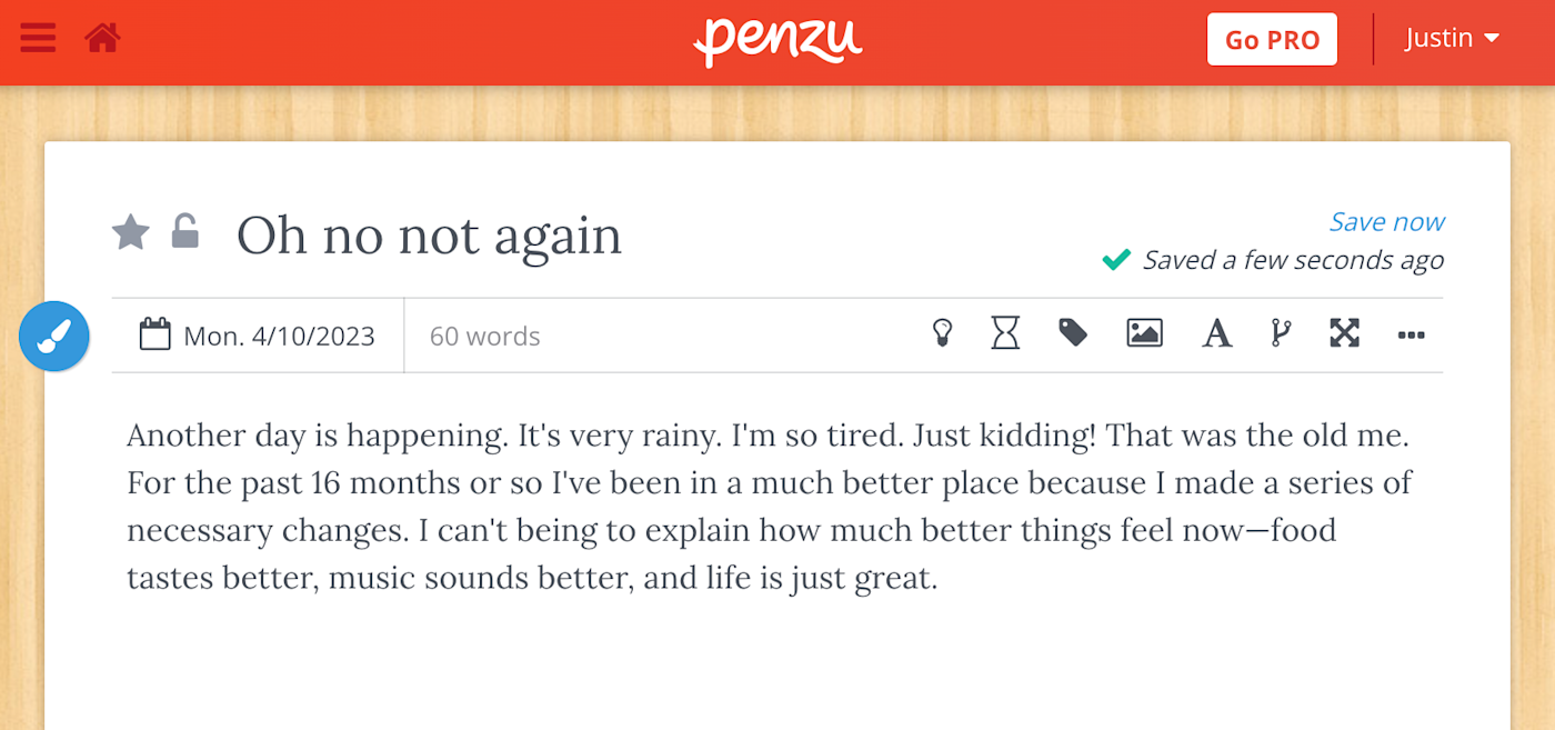 Penzu, our pick for the best journal app for secure journaling