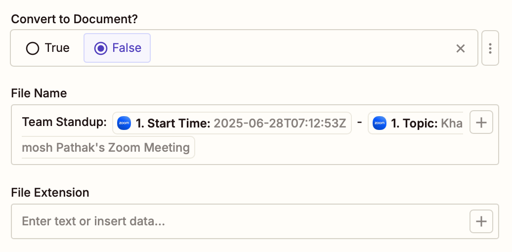 A screenshot of the Customize Upload File section for Google Drive.