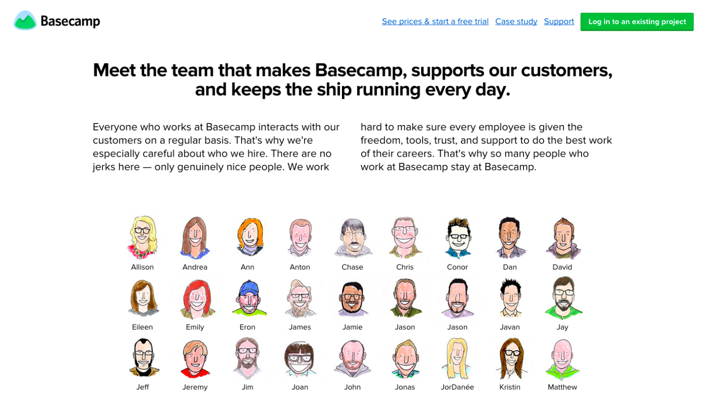 Basecamp about page