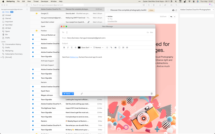 Mailspring, our pick for the best Mac email client for fast, free, and featured-filled email