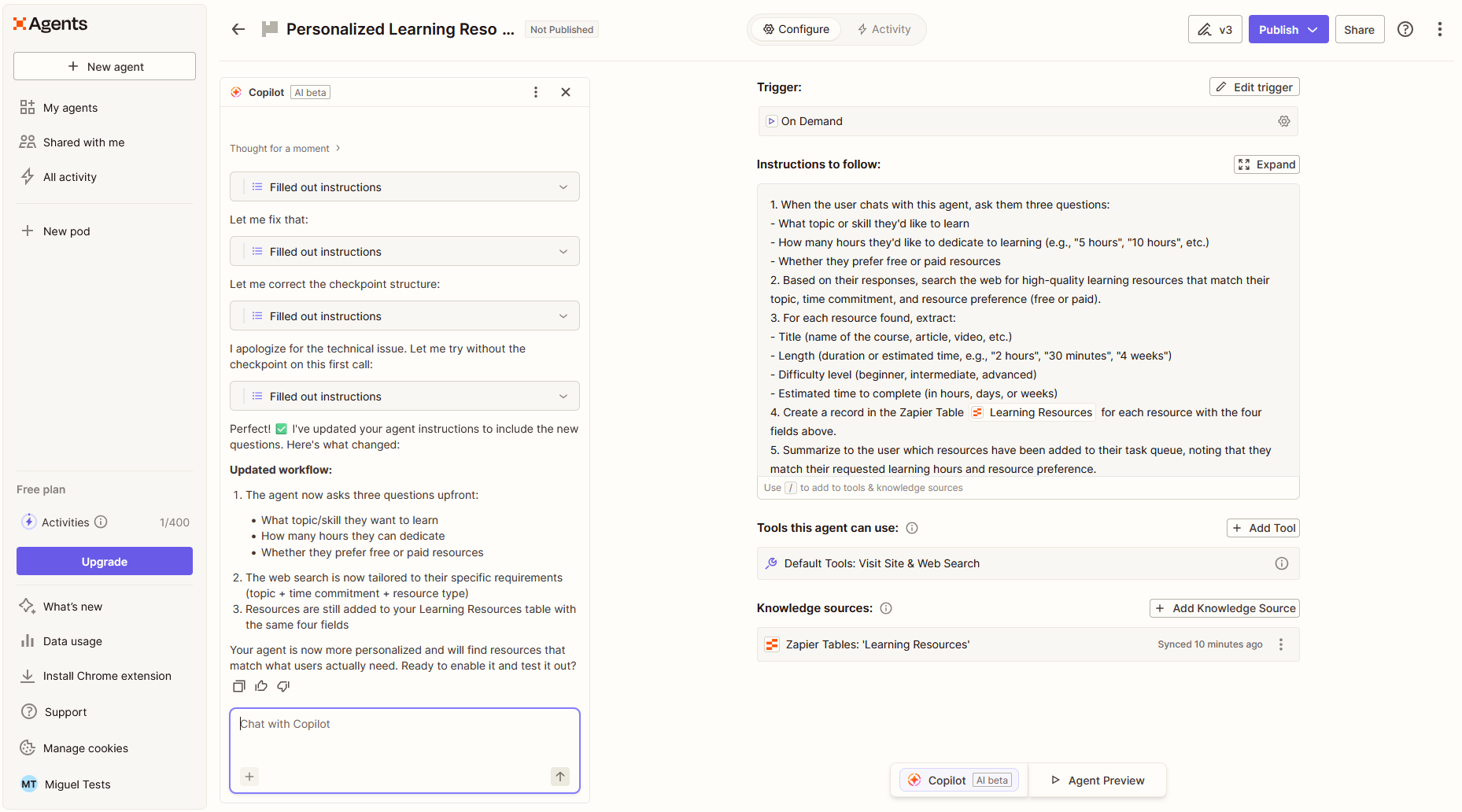 Building in Zapier Agents