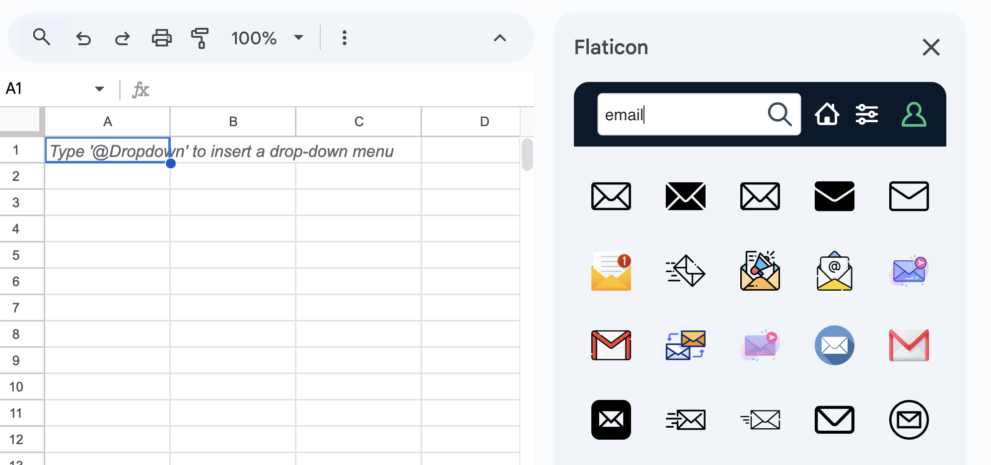 Icons for Slides and Docs Google Sheets add-on. 