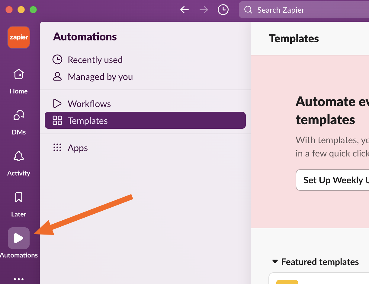 Launching Slack Workflow Builder