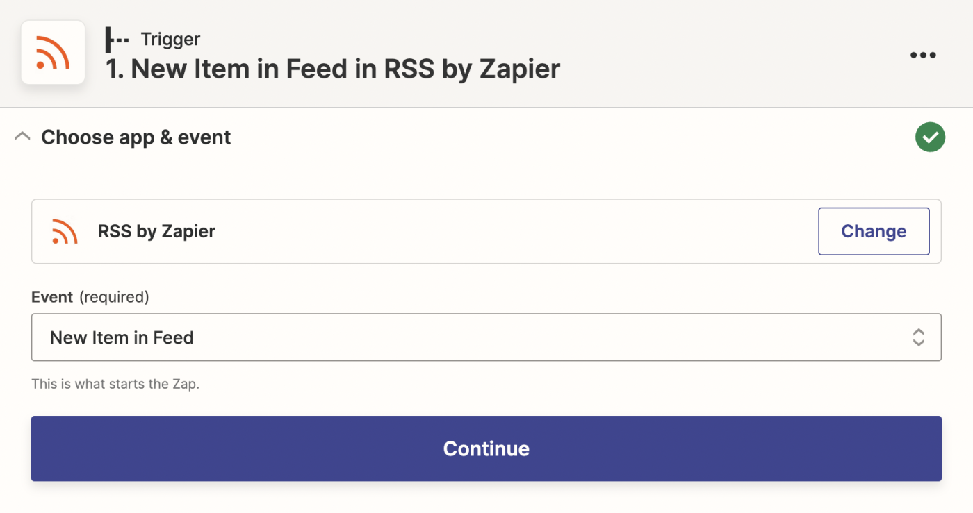 RSS by Zapier setup