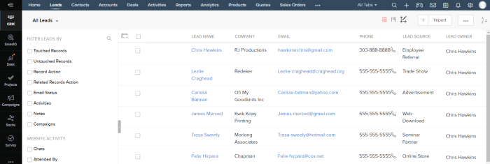 Fonction de prédiction du score de prospects dans Zoho CRM