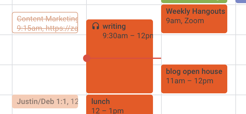A screenshot of the headphone icon indicating focus time in Google Calendar