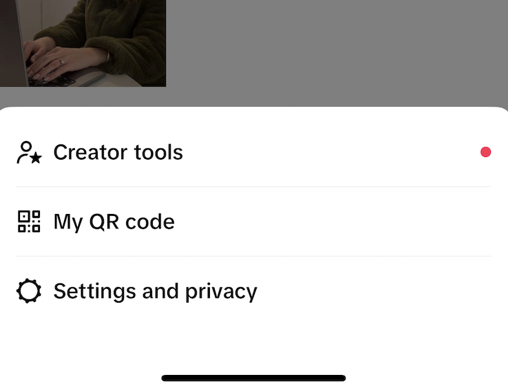 Tapping menu, then Settings and privacy on TikTok