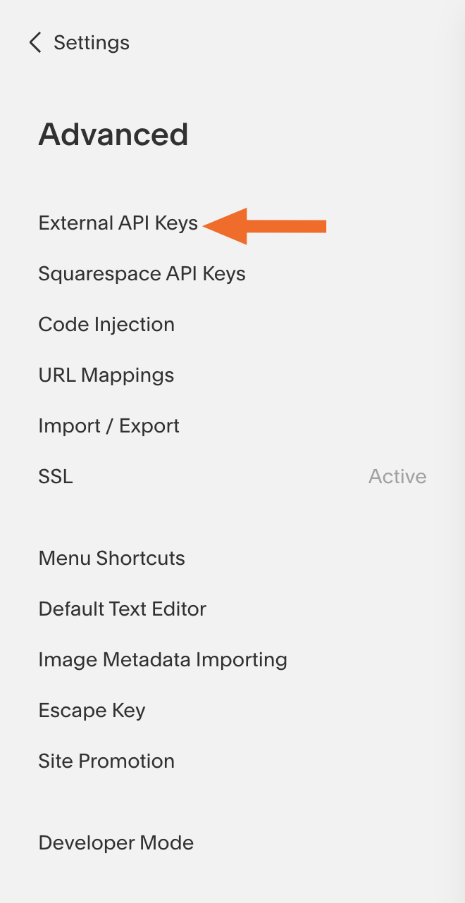 External API Keys in Squarespace