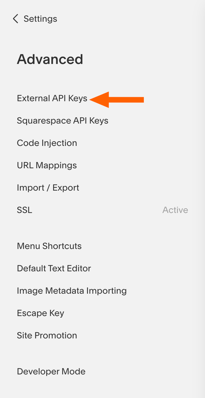 External API Keys in Squarespace