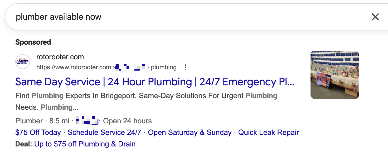 Google ad that focuses on search intent