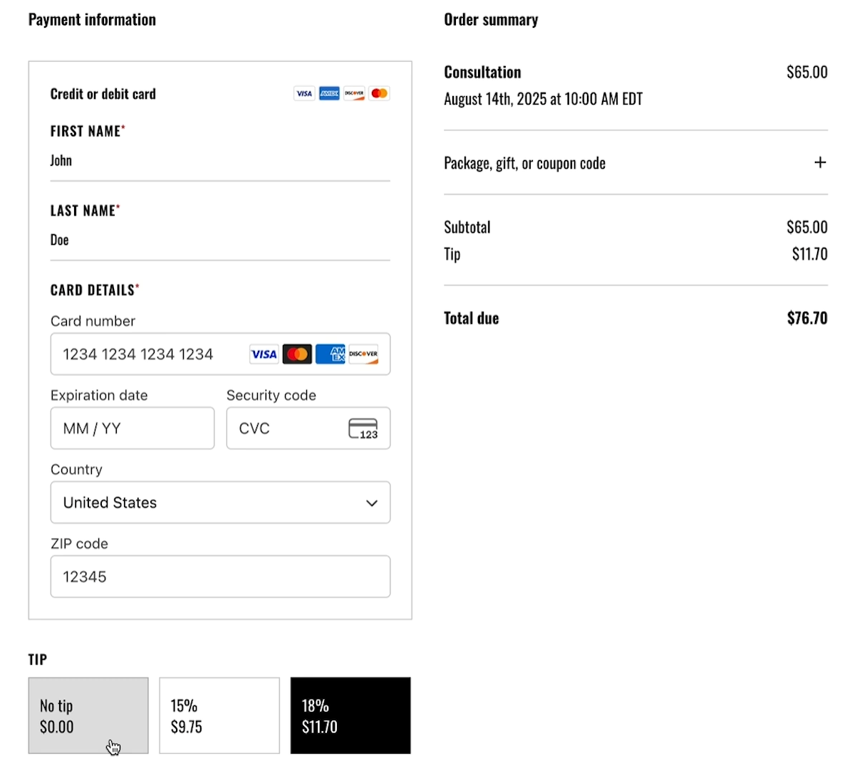 Making a payment in Acuity