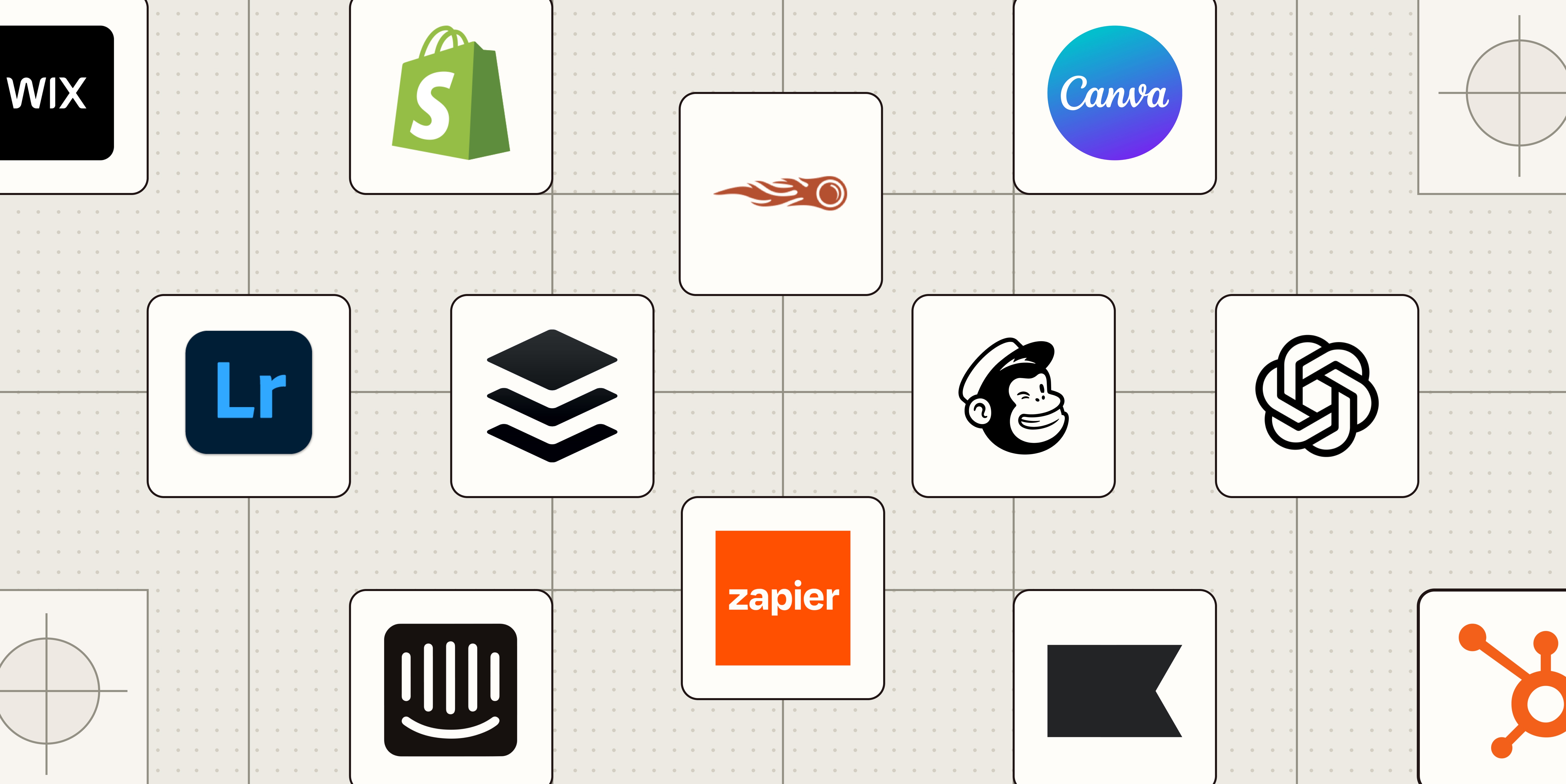 Hero image with icons of the best digital marketing tools